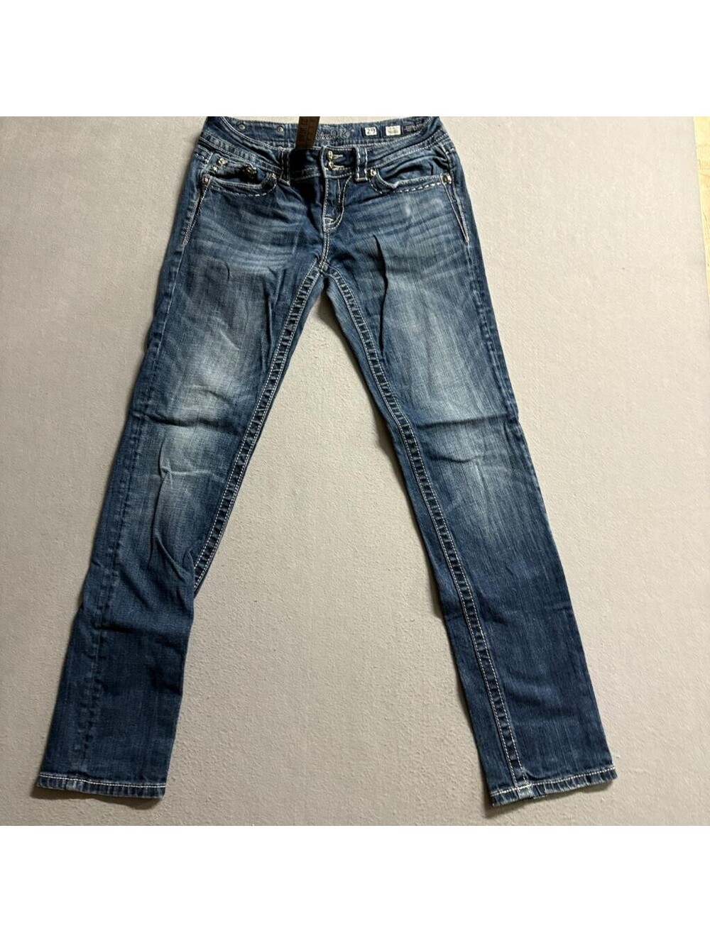 Miss Me Skinny Jeans Womens 29 Blue Denim JP60035 Dark Wash Thick Stitch Stretch